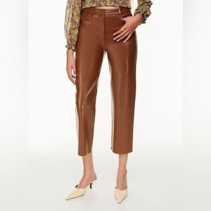 NWT Wilfred The Melina Cropped Pant High-waisted Vegan Leather Cognac - Size 4